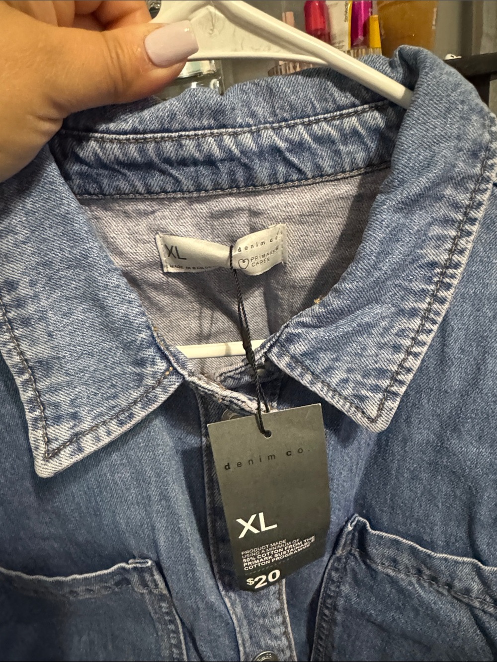 Primark Light Blue Cropped Denim Shirt - Picture 6 of 6